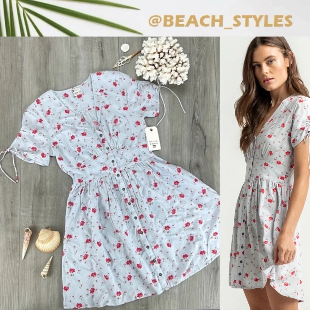 🔆BILLABONG🔆Twirl Twist V-Neck Mini Dress - Picture 1 of 16